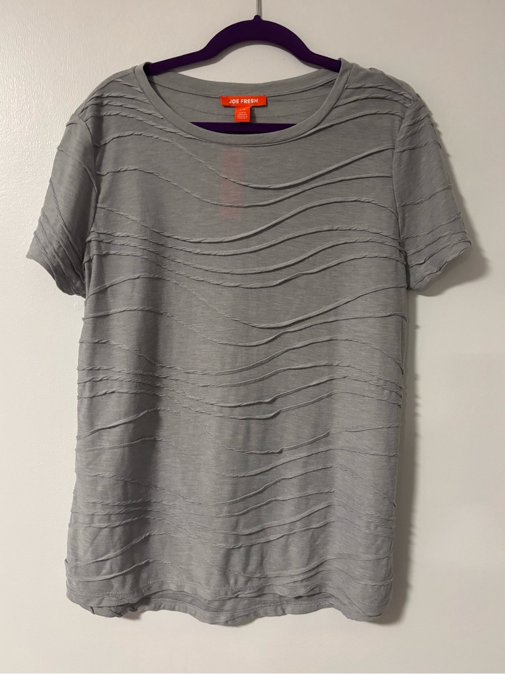 Joe Fresh Textured Wave Tee Short Sleeve Gray Crewneck T-shirt Size Large